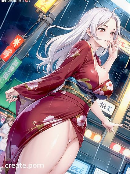 Pale-Skinned Beauty inKimono withRed Eyes Enjoys Intense Hentai Pleasure
