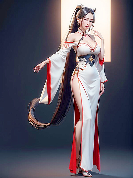 Bare-Footed Beauty in High-Slit Dress Seduces in 3D Hentai AI Image
