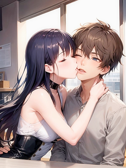 Passionate Boy 18+ Kissing Girl 18+ in Sensual Hentai AI Image