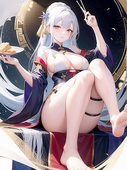 Bare Feet and Perfect Cleavage inMind-Bending Hentai Bottom-Up Action