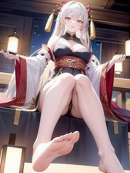 Wide-Hipped Beauty in Hanfu Dressed for Seductive Off-Shoulder Hentai Pleasure