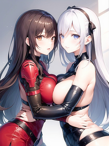 Intimate Girl 18+s Hug and Press Their Boobs Together in Sensual Hentai Bliss