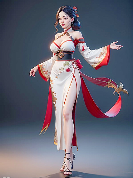 Off Shoulder Seduction - Barefoot Fun in 3D Hentai Hentai AI Image