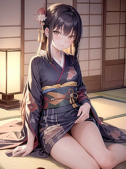 Skinny Girl 18+ Gets Happy in Seated Position for Steamy Hentai AI Image