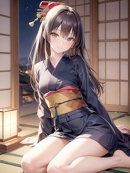 Enjoying Intimate Moments on Tatami Mats with Seductive 18+ Hentai AI Image