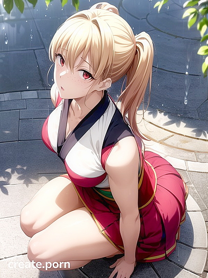 Skinny Girl 18+ Gives a Sexy Blow Job at Noon in Horny Hentai AI Image