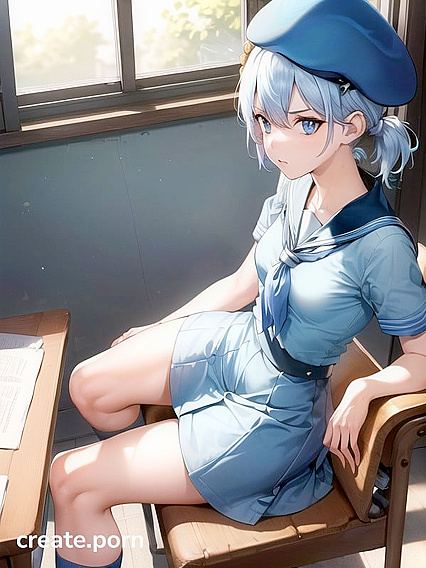 Girl 18+ with Light Blue Hair and Tiny 18+ Tits Gets Pleasured While Sitting Down