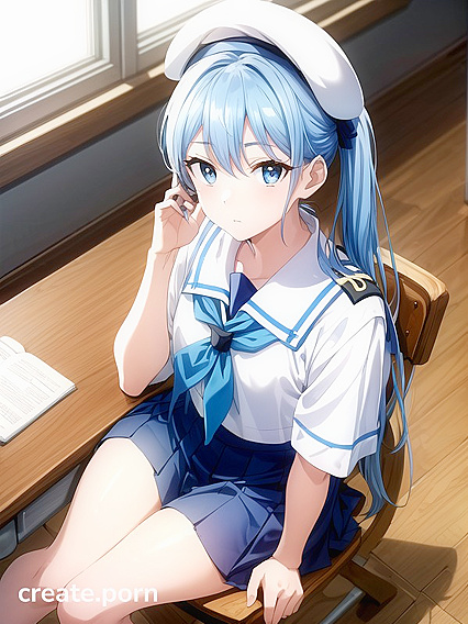 Teen 18+ with Light Blue Hair Enjoying Her Tiny 18+ Ass in Seductive Hentai AI Image