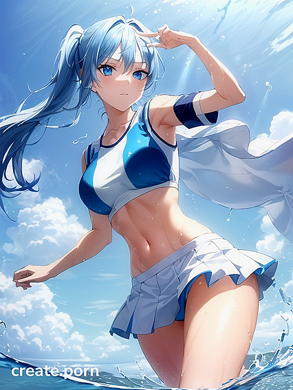 Bikini Clad Girl 18+ Seductively Splashes Water at You in Steamy Hentai AI Image