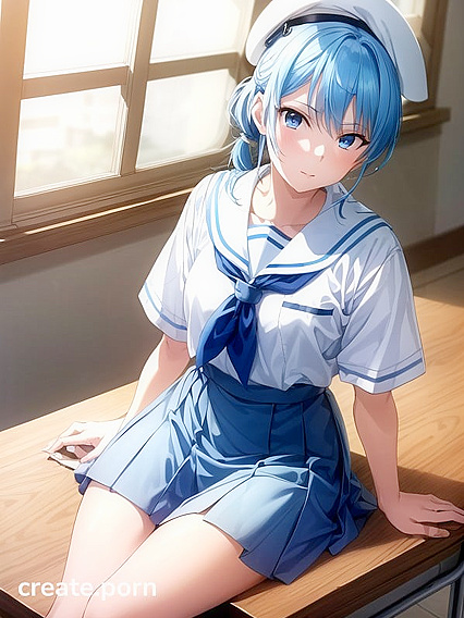 High-Res Blue-Eyed Cutie with Tiny 18+ Ass in Seductive Hentai AI Image