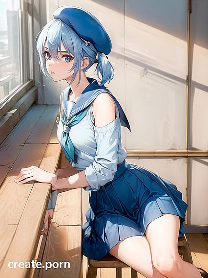 Skinny Girl 18+ in Classroom Stares at You for Intense Hentai Pleasure