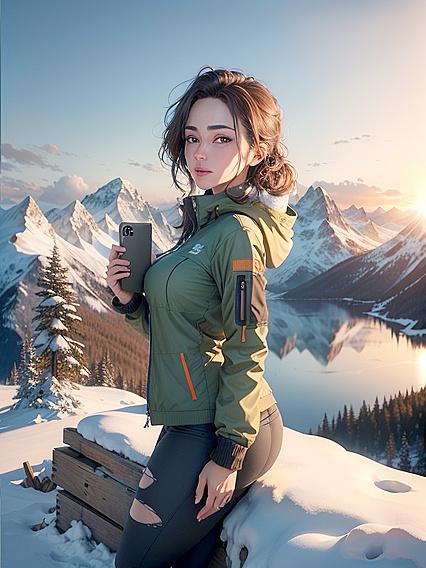 Hiker Takes Sexy Selfie Amidst Stunning Golden Sunrise and Majestic Imagery