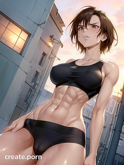 Muscular Waisted Beauty in Explicit Hentai AI Image Image