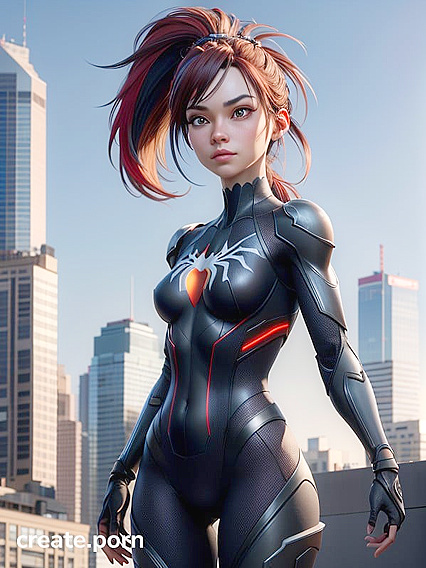 Ghost Spider Faces Camera in Superhero Hentai AI Image