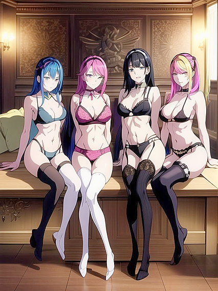 Fit Girl 18+ Wearing Choker and Sport Bra in Seductive Hentai AI Image