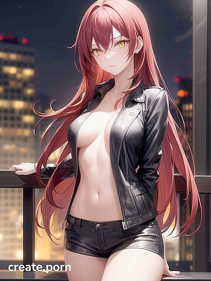 Man in Black Leather Jacket Covers His Chest for Intense Hentai Pleasure