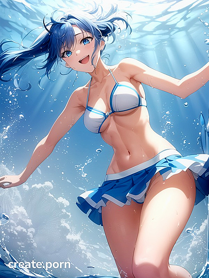 Sailor-Themed Bikini Babe Splashes andLaughs seductively inSTEAMY Hentai AI Image