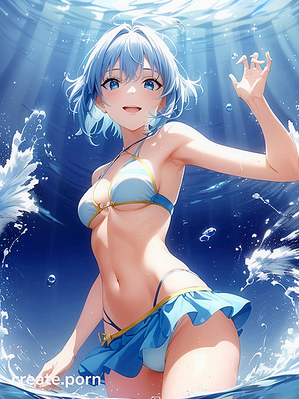 Light Blue-Haired Cutie with a Tiny 18+ Ass Exploring Fish-Themed Hentai Pleasures