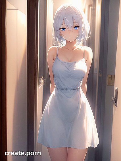 Teen 18+ in Elegant Dress Seduces at Sunset for Juicy Hentai AI Image