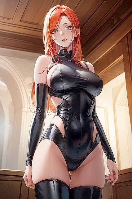 with Waist Cincher and Thigh-High Latex Boots in hentai AI Porn