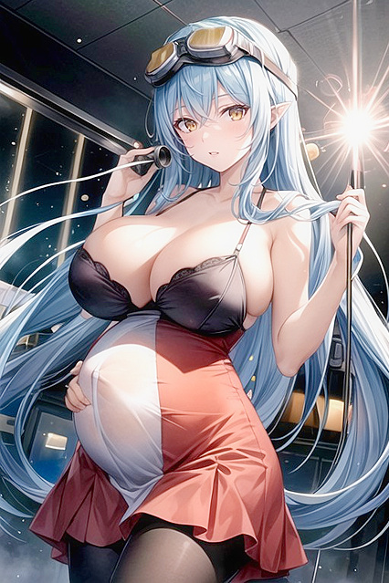 Oshino Shinobu Strips at Club with Natural Tits in Seductive Hentai AI Image