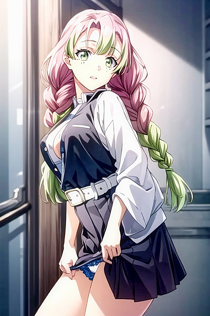 Mitsuri Kanroji from Demon Slayer Strips Down to Her Lingerie for Steamy Hentai Fun