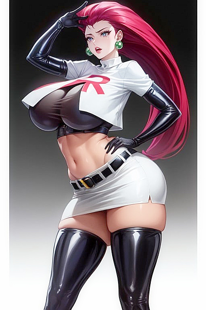 Jesse from Pokémon in Latex for Sexy Body Hentai Fun