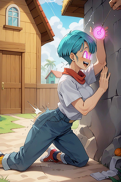 Bulma Smiles by Lines of Bounce with Master Roshi from Dragon Ball Hentai Hentai AI Image