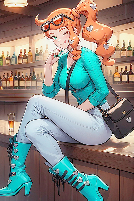 Erection Beneath Ribbed Shirt with Tight Lips in Hentai AI Image