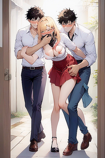 Stranger's Arms Grabbed, Tears Flowing, Heavy Eyelids in Intense Hentai AI Image