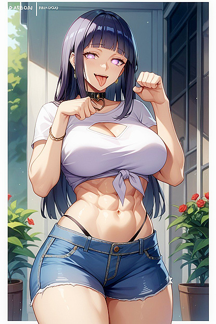 Showing Her Tongue in Doggy Style with Square Bob in Hentai Hentai AI Image