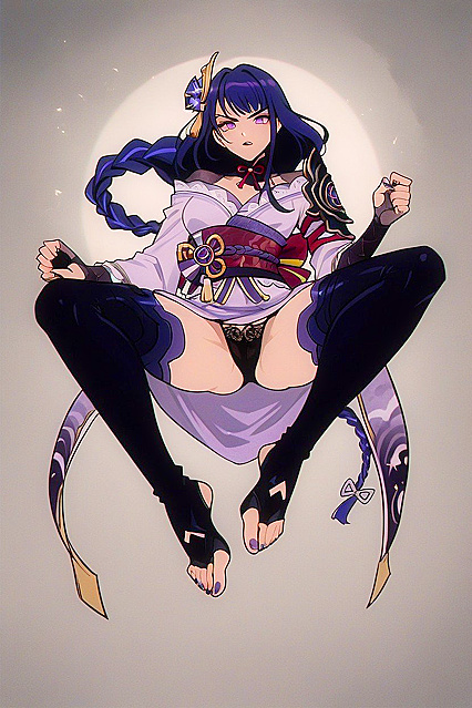 Raiden Shogun Teased from Below in Full-Length Hentai AI Porn