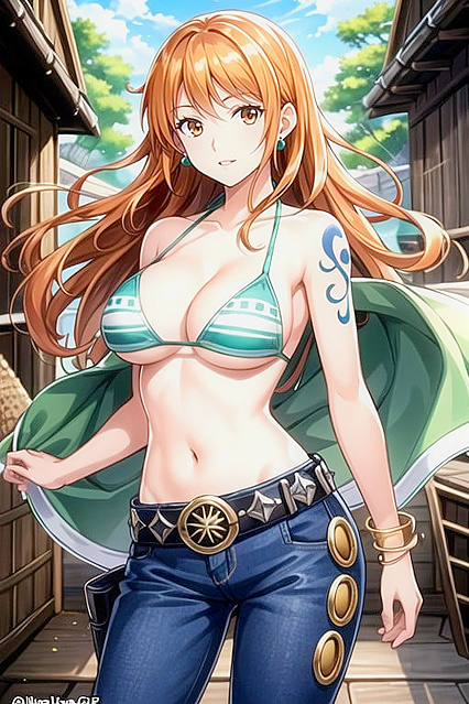 Nami from One Piece Bound in Sensual Hentai AI Image