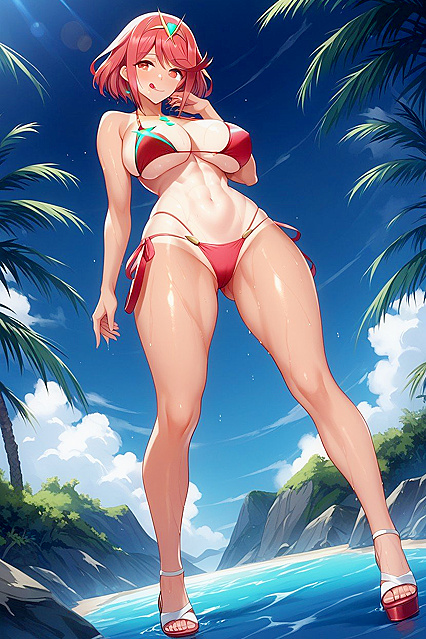 Pyra from Xenoblade Chronicles Smiles Wide Open in Nighttime Hentai Pleasure