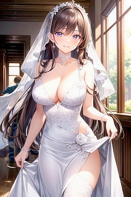 Bride Lifts Her Wedding Dress for Steamy Hentai Pleasure