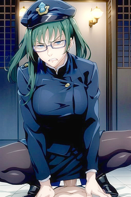 Maki Zenin from Jujutsu Kaisen Wears Police Uniform for Steamy Hentai AI Image