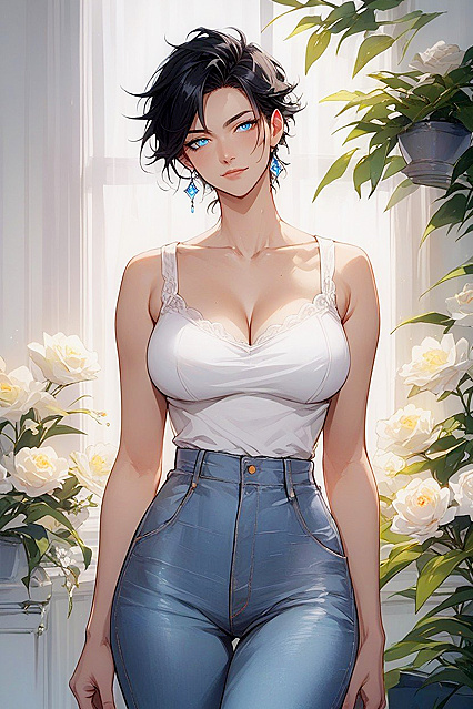 Mind-Blowing Hyperrealistic Black-Haired Beauty in High-Detail Hentai AI Image