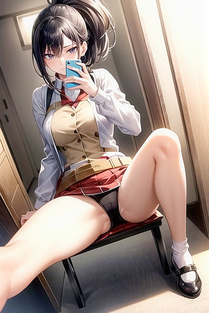 School Uniform Strip and Spread Legs for Hot Hentai AI Image
