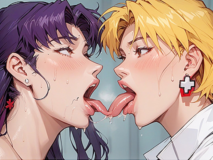 Misato Katsuragi's Dark Violet Hairstyle and Hairy Pussy in Highly Detailed Hentai Hentai AI Image