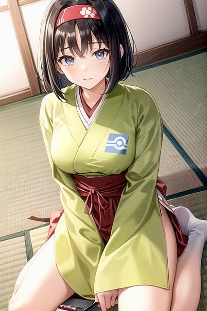 Erika from Pokémon Rides Full-Length in Top-Down Hentai AI Image