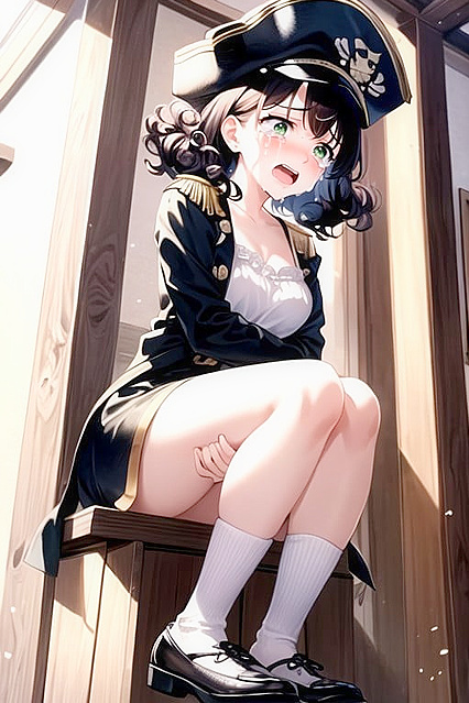 Curly Black-Haired Green-Eyed Beauty in Mind-Blowing Hentai Hentai AI Image