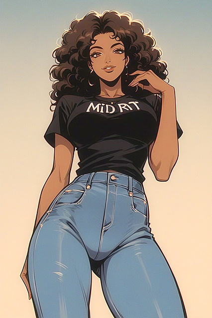 African Cutie with Brown Eyes and Tiny 18+ Ass in Seductive Hentai AI Image