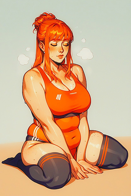 Tight Leotard and Fiery Redhead in Intense Hentai AI Image