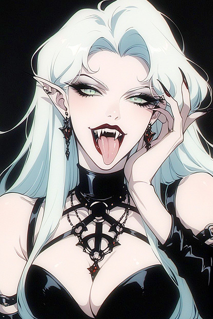 Gorgeous Gothic Beauty in Simple Black Background for Hypnotic Hentai Pleasure