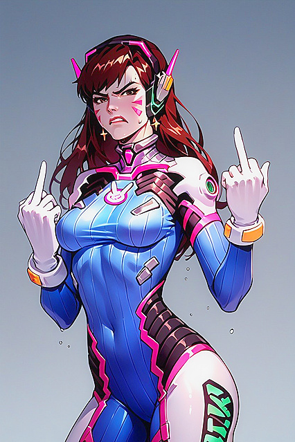Giving the Finger with a Tiny 18+ Ass and Small Tits in Hentai AI Image