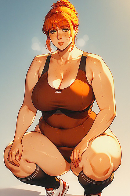 Sweaty, Grinning, Freckled Cutie in Hot Hentai AI Image