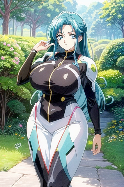 Curvaceous Blonde with Blue Eyes Enjoying Intense Hentai AI Image with Two Guys