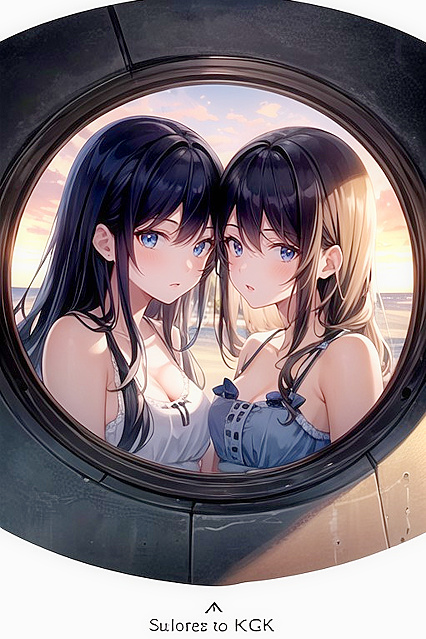 Fish Eye Camera Captures Two People in Glowing Hentai AI Image