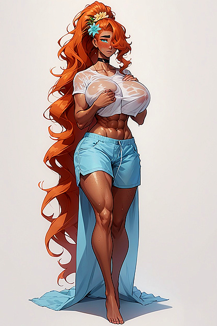 Dark-Skinned Beauty with Huge Breasts and Wide Hips in Steamy Hentai AI Image