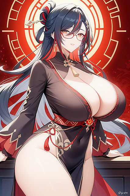 Standing Position with Abs, Large Round Breasts, and Big Curvy Ass in Hentai AI Porno